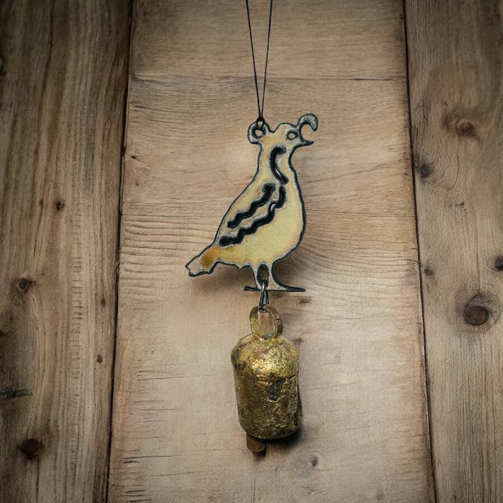 Whimsies - Wholesale Wind Chime - Metal Quail Wind Chime ornament sustainable Southwest West4