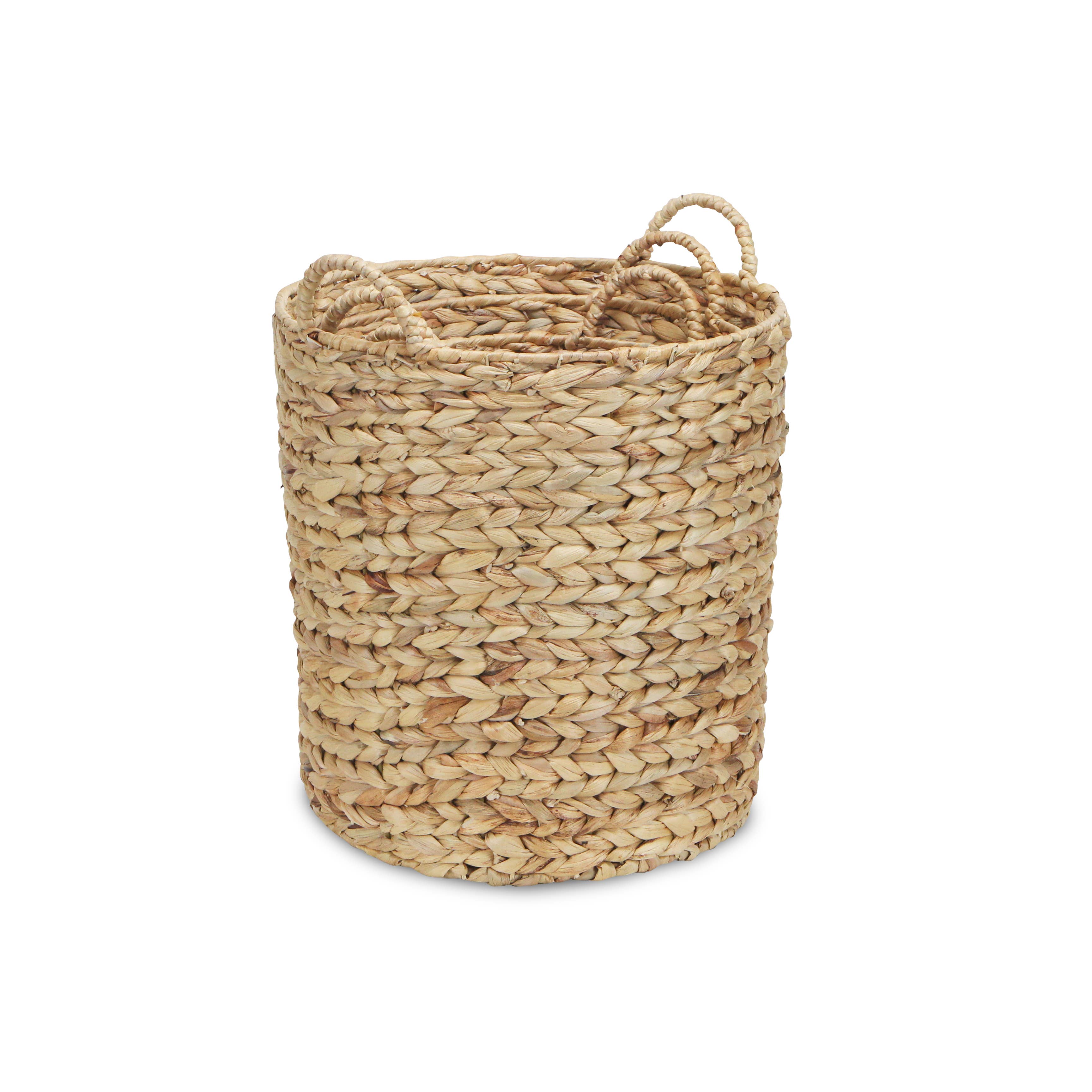 Cheungs Home Decor - Vente Panier garni - Lot de 3 paniers de rangement ronds effilés Laelia en jacinthe d'eau2