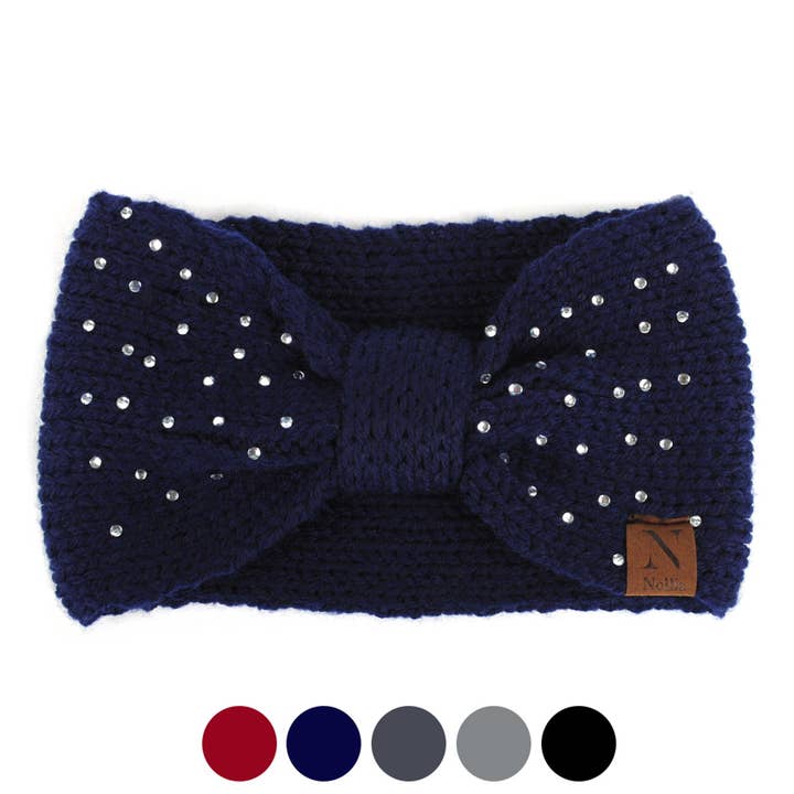Selini New York - Wholesale Fashion Headband - Women's - Women's Rhinestone Knotted Knit Winter Headband Ear Warmer2