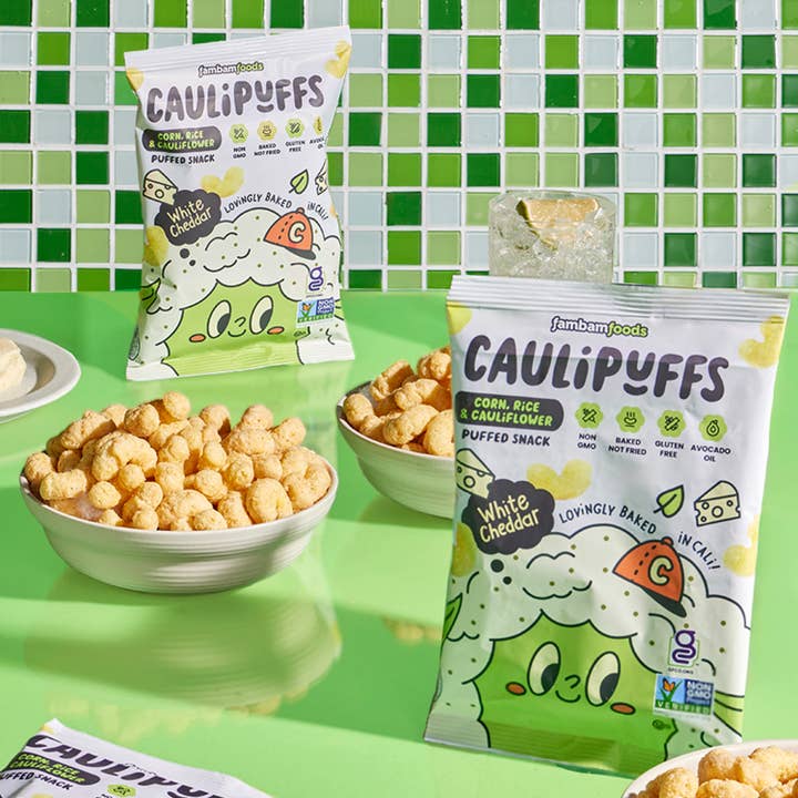 CauliPuffs - Wholesale Puffed Snack - CauliPuffs White Cheddar Puffs (45Ct) .75oz Snack Bags1