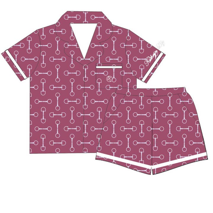Burgundy Bits -Pajamas for wholesale by Kathryn Lily Equestrian