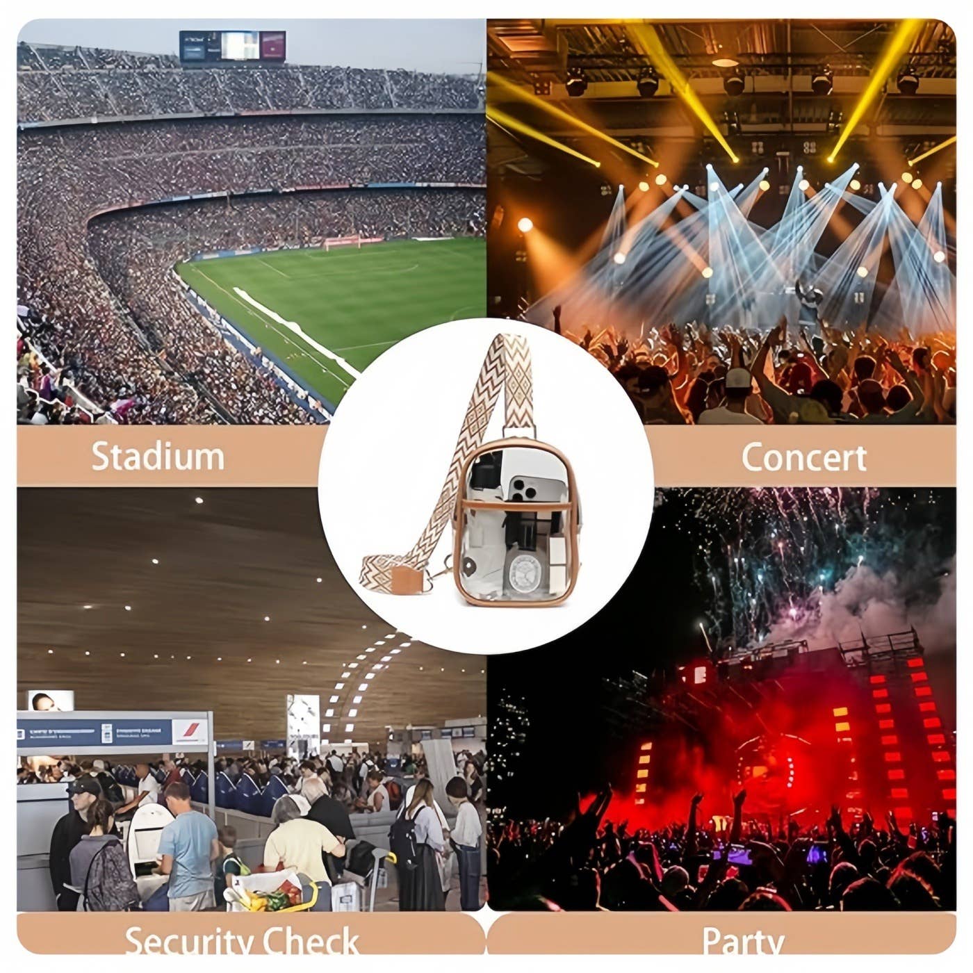 NARWEY INC – Großhandel Umhängetasche - Damen – Klarer Sling Bag TPU Gürteltasche Umhängetasche Brusttasche5