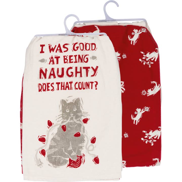 Being Naughty Does That Count Kitchen Towel Set for wholesale by Primitives by Kathy