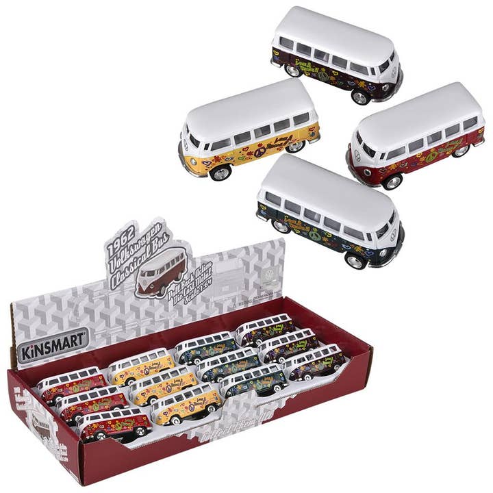 The Toy Network - Wholesale Toy Car/Truck - Kids - 2.5" Diecast Pull Back 1962 VW Classic Bus/Printing