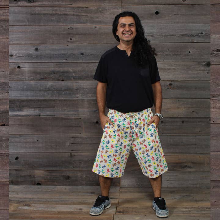 Grateful Dead Men's Cargo Shorts With Small Bear Print  for wholesale by Jayli Clothing