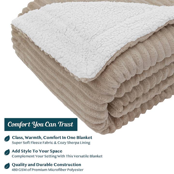 Pavilia - Wholesale Throw Blanket - Ribbed Sherpa Throw Blanket67