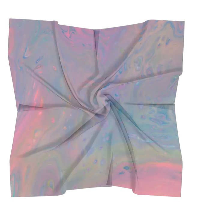 Lenço quadrado de seda de luxo Pântano em tons pastel por atacado de Rainbow City