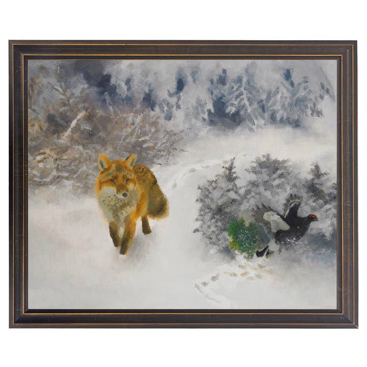 Reproducción de pintura al óleo de zorro vintage enmarcada B para venta al por mayor de Antique Curiosities Inc