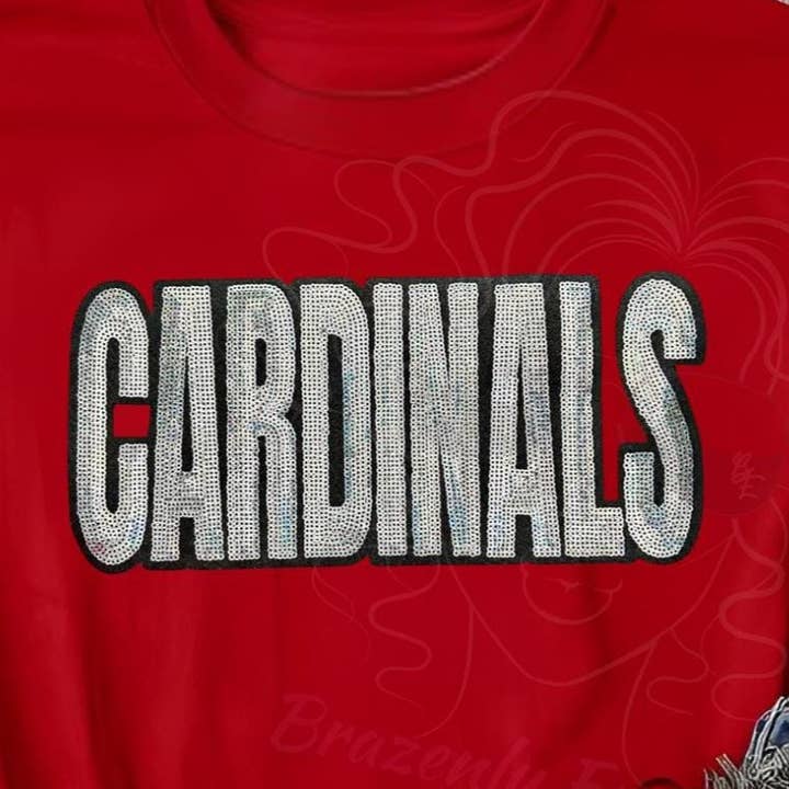Cardinals Patch: Silver Sequins Iron On Applique for wholesale by Brazenly Envied