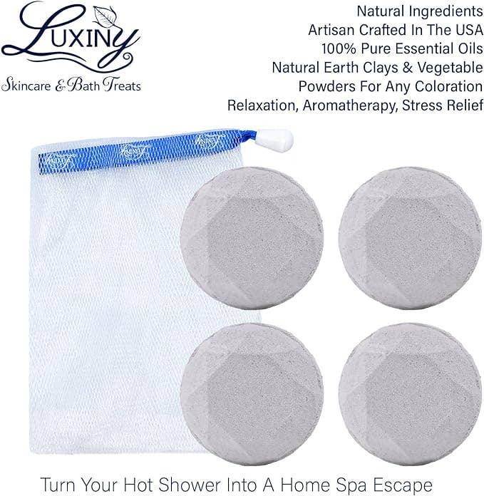 Luxiny Products - Luxurious Bath and Body - Vendita all'ingrosso Bombe/Compresse vaporizzanti da doccia - Vaporizzatori per doccia | Olio essenziale | Confezione da quattro | Regalo per la cura personale7
