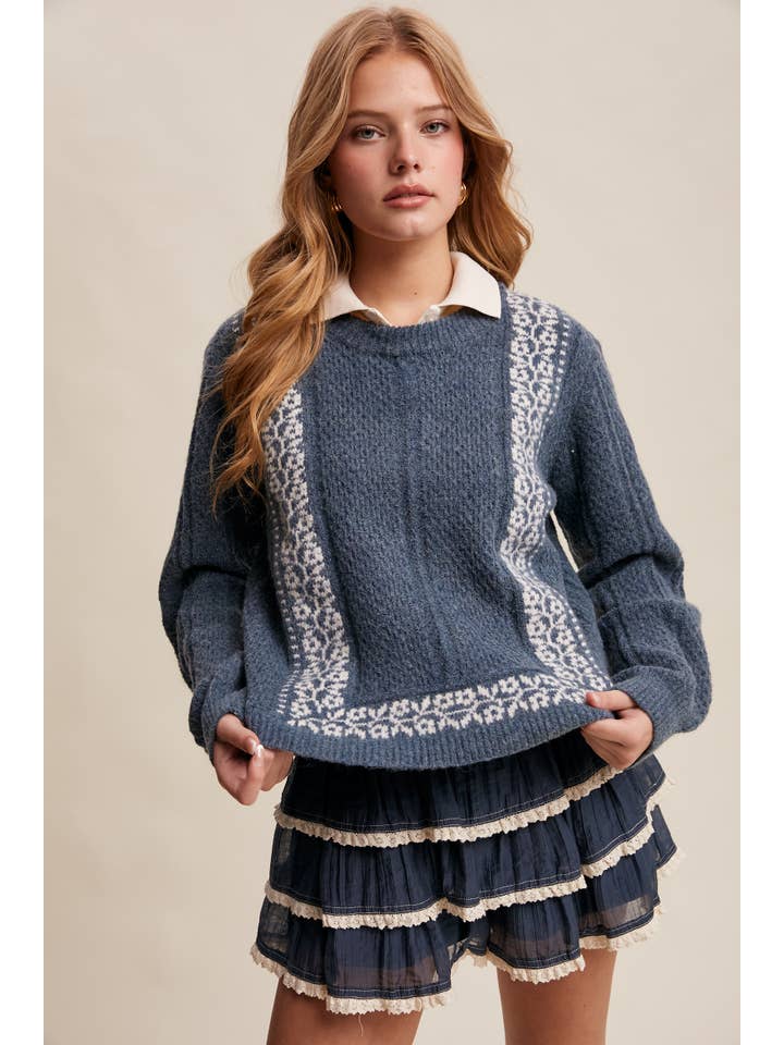 Listicle - Wholesale Knit Sweater - Women's - Textured Knit Crewneck Sweater LSW1026 3