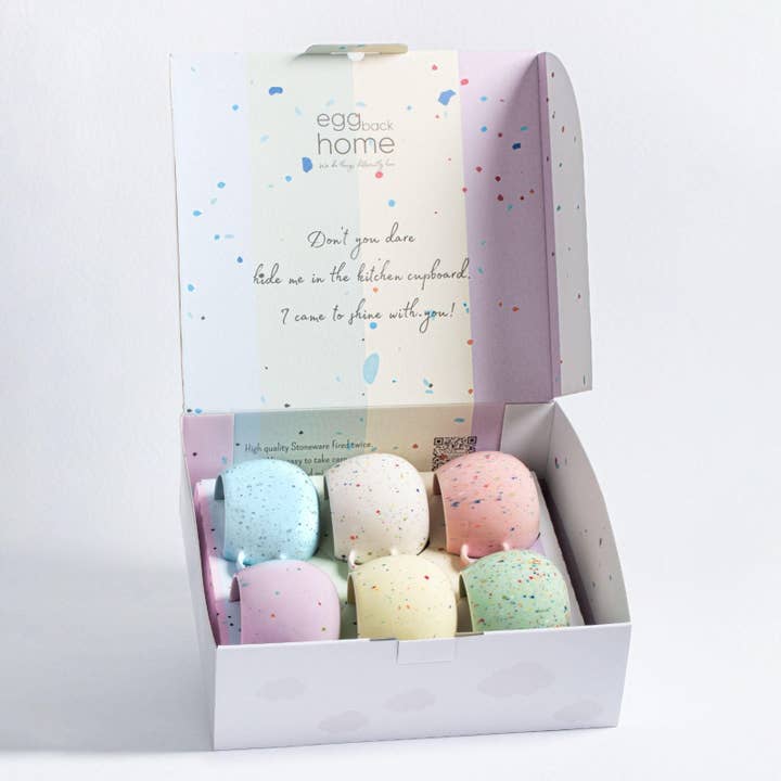 Set of 6 Mix Color Large Ball Mugs 17oz / 500ml stoneware ceramic — Party Collection for wholesale by Egg Back Home USA