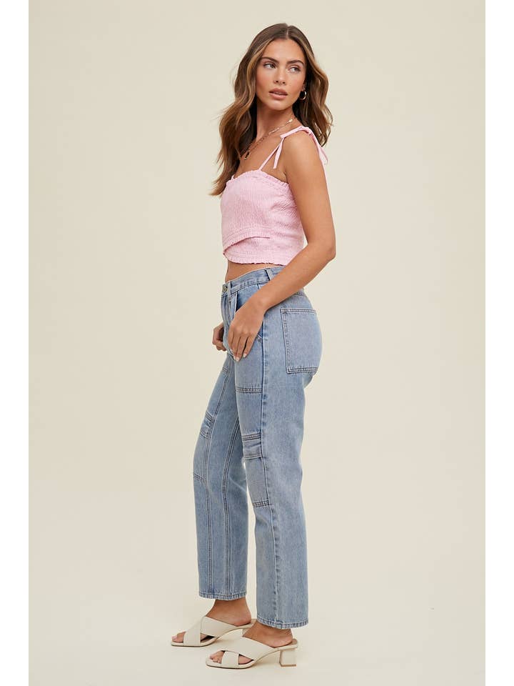 Wishlist Apparel – Großhandel Strickoberteil – Damen – CROSSOVER-MINI-MODELL MIT GESMOKTEM CROSSOVER-SCHNITT/WL23-83432