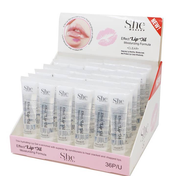 PINEAPPLE Beauty - Wholesale Lip Gloss - Makeup She LG07C Vitamin E Clear Lip Oil Gloss - 36pc