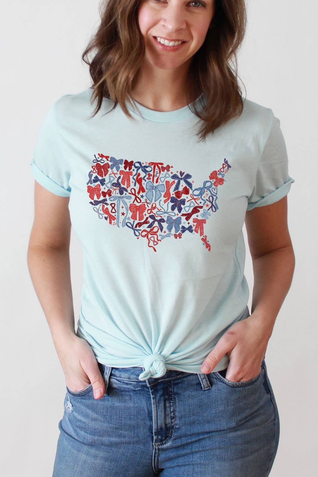 Wholesale Bow United States Map Basic Graphic Tee for your store - Faire