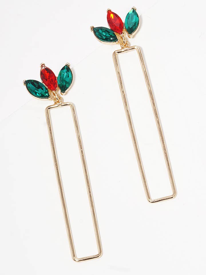 Crystal Hammered Rectangle Drop Dangle Earrings for wholesale by Wild Honey