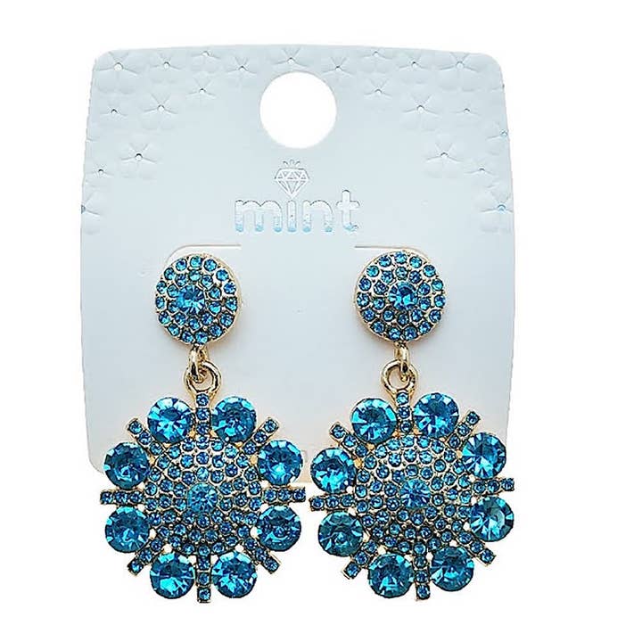 Pavé Rhinestone Flower Earring for wholesale by Atlas Fashion