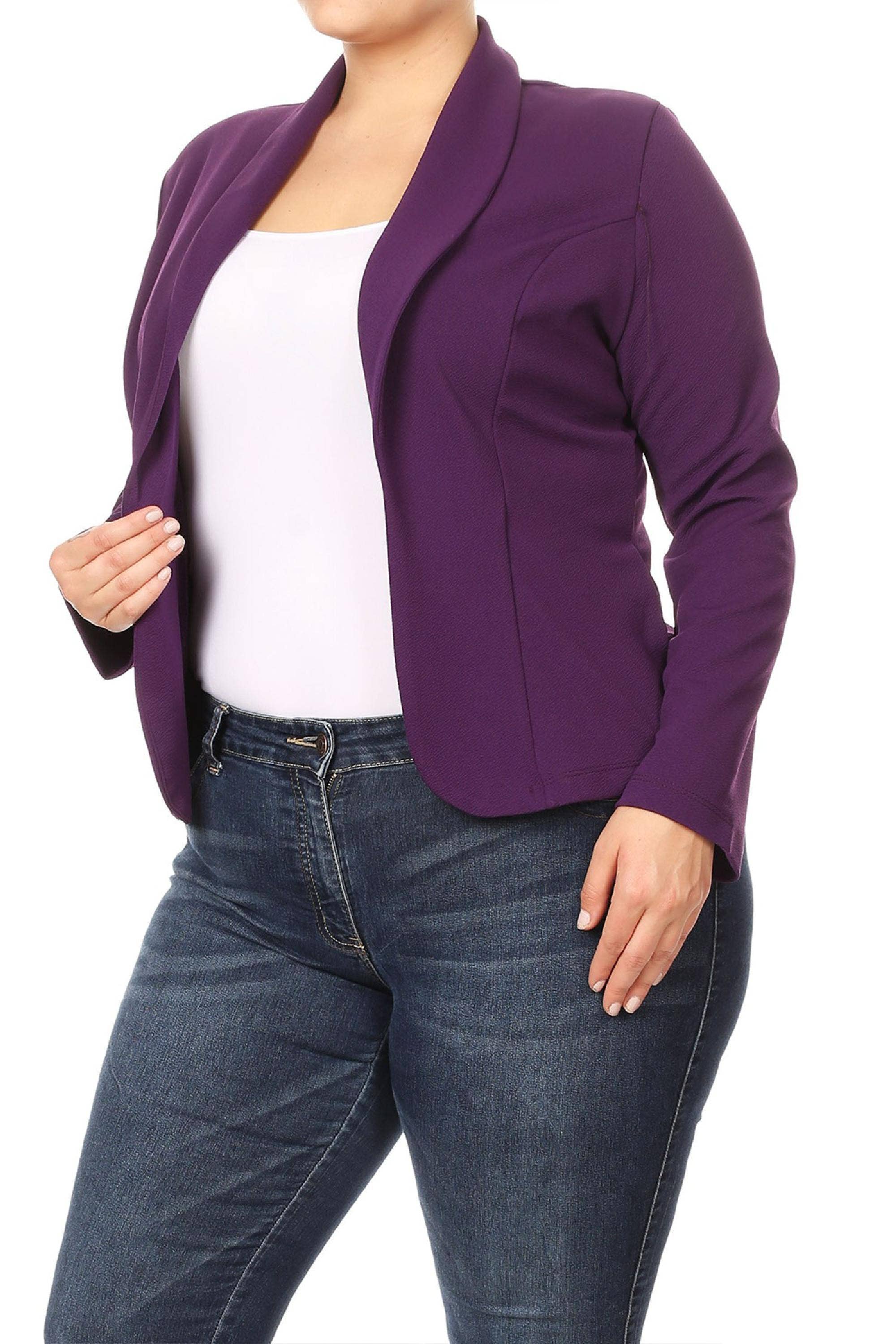 MOA COLLECTION - Wholesale Blazer - Women's - Women's Solid Casual Plus Size Trendy Blazer Jacket6