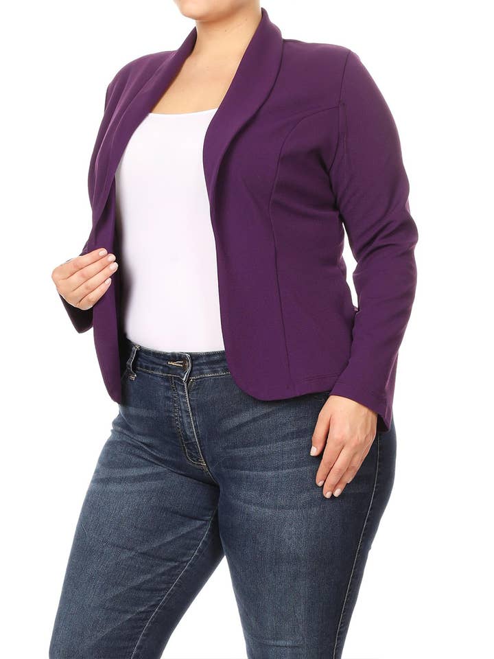 MOA COLLECTION - Wholesale Blazer - Women's - Women's Solid Casual Plus Size Trendy Blazer Jacket6