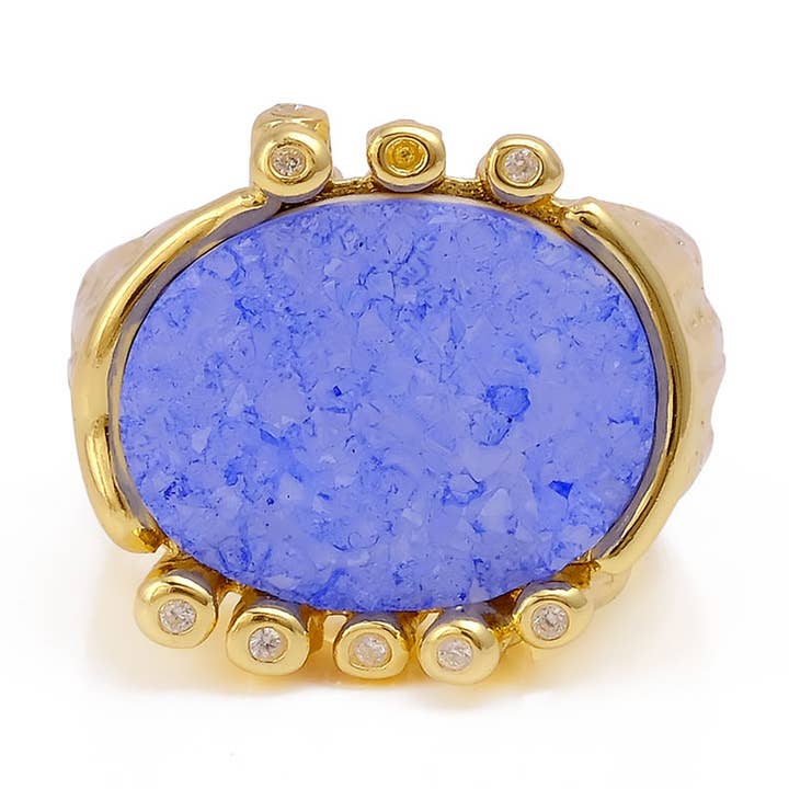 El Joyero - Wholesale Multi-Stone Ring - Handmade Blue Druzy Ring Natural Gemstone Fashion Rings1