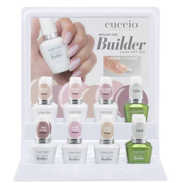 Displays: Brush-on Builder Gel LED/UV Colour + Clear, Version 1 or 2 for wholesale by Cuccio