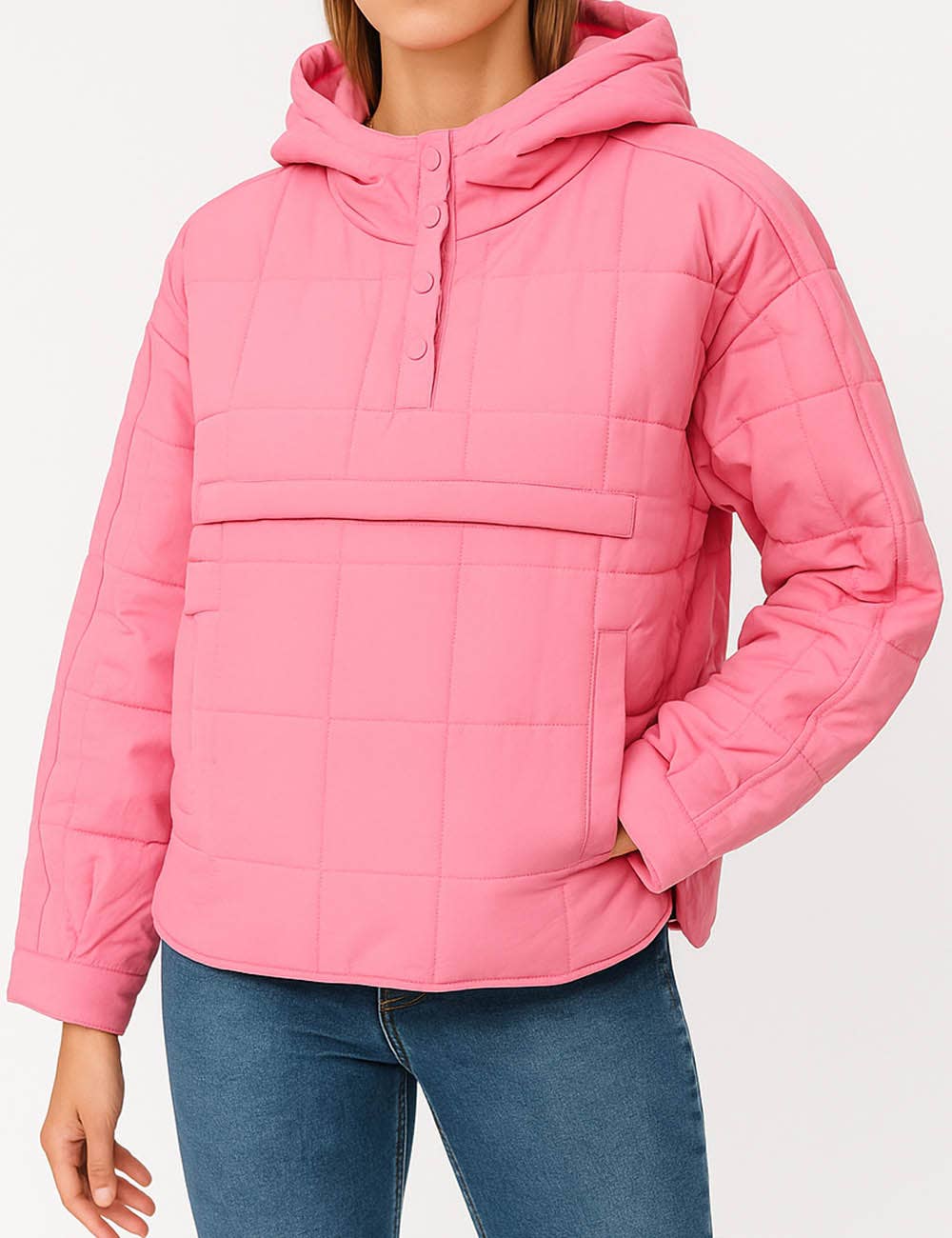 Sweetkama – wholesale Puffer jacket – Women’s – Ladies Button Pullover Hooded Padded Puff Jacket SKT47550