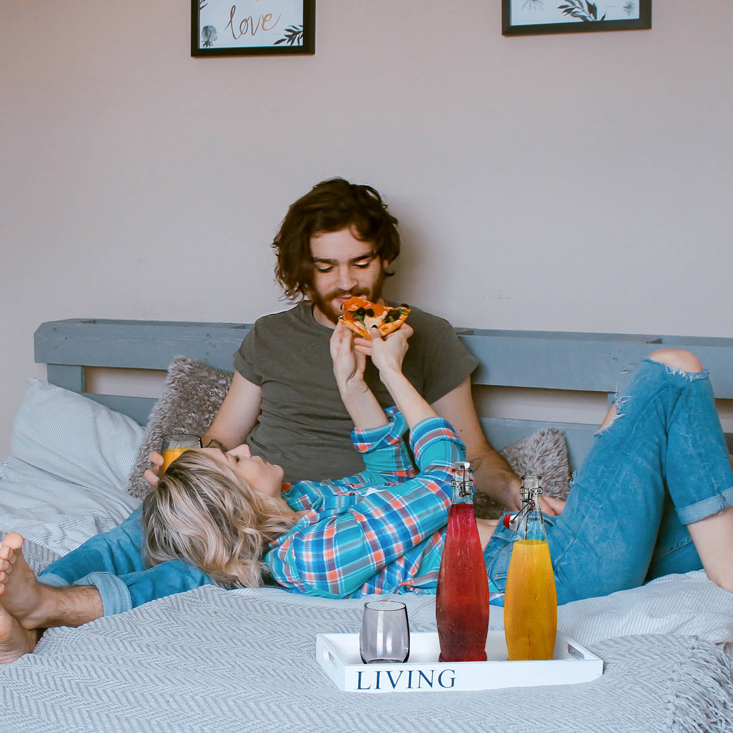 Nevlers - Wholesale Milk/Juice Bottle - Glass Swing Top Bottles - 33 oz. Teardrop Design (Set of 6)10