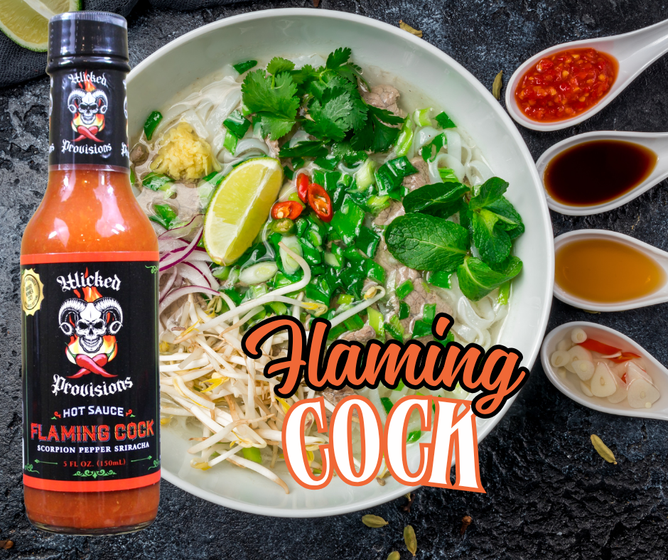Chef Flaco's Gourmet Foods - Vente Sauces piquantes - Wicked Provisions - Sauce piquante Flaming Cock1
