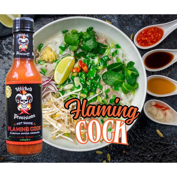 Chef Flaco's Gourmet Foods - Vente Sauces piquantes - Wicked Provisions - Sauce piquante Flaming Cock1