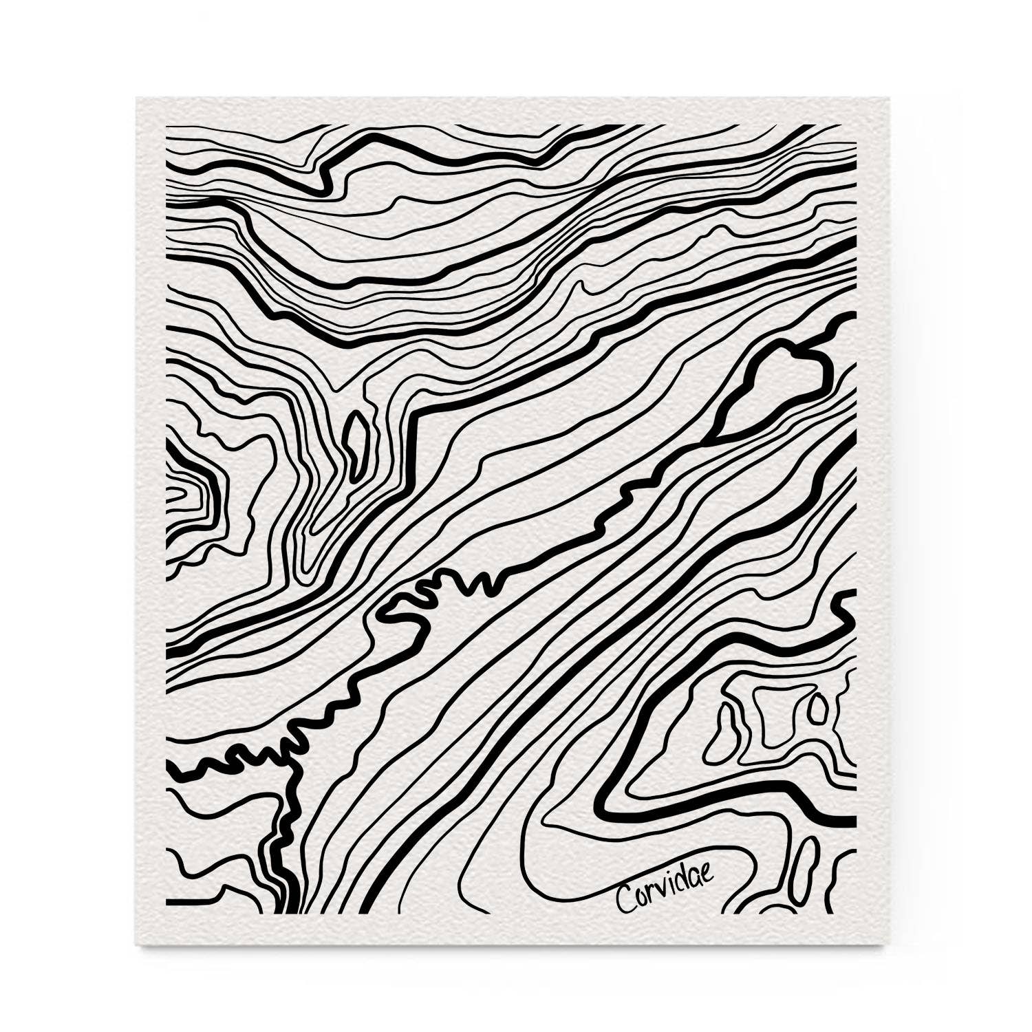 Corvidae drawings & designs - Wholesale Dishcloth - Topo Map Swedish Dishcloth