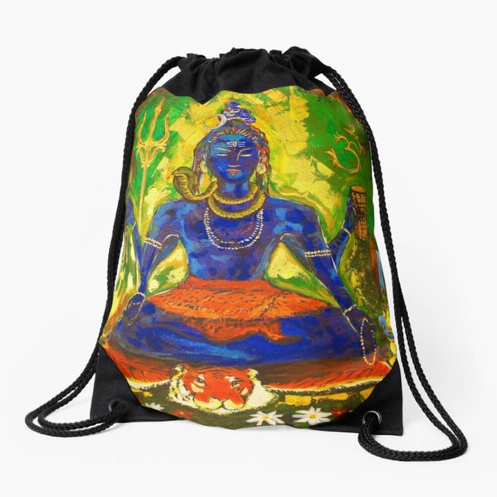 SAVAQ - Wholesale Drawstring Bag - Unisex - Shiva, Yoga Bag, Meditation. Art, Print, Drawstring Bag