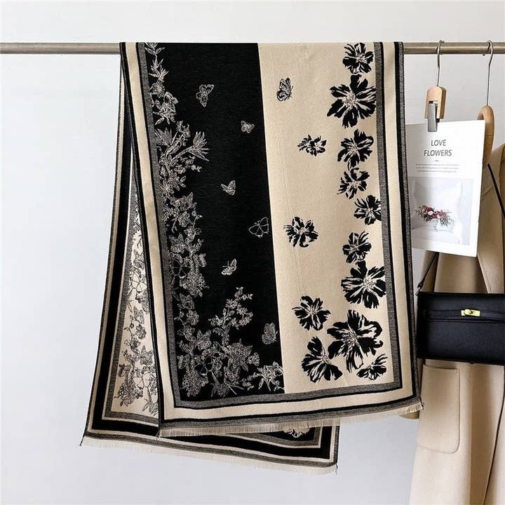 Ekartini - Wholesale Scarf - Women's - Women's Double-Sided Camellia Scarf Chanel-Style Elegant Warm Neck Warmer Shaw2