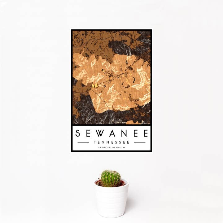 Sewanee TN - Impresión de mapa para venta al por mayor de JACE.design