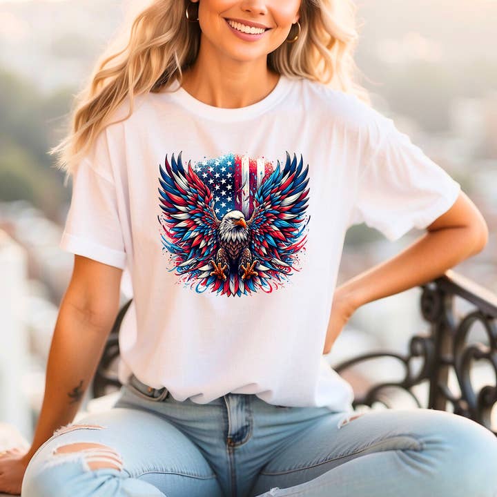 Eagle USA Flag 4th of July Shirt for wholesale by Himalayan Hymns