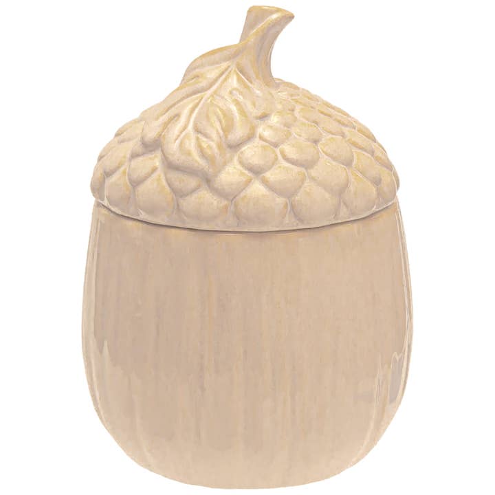10" Tall Acorn Stoneware Cookie Jar Cream Fall for wholesale by Boston International