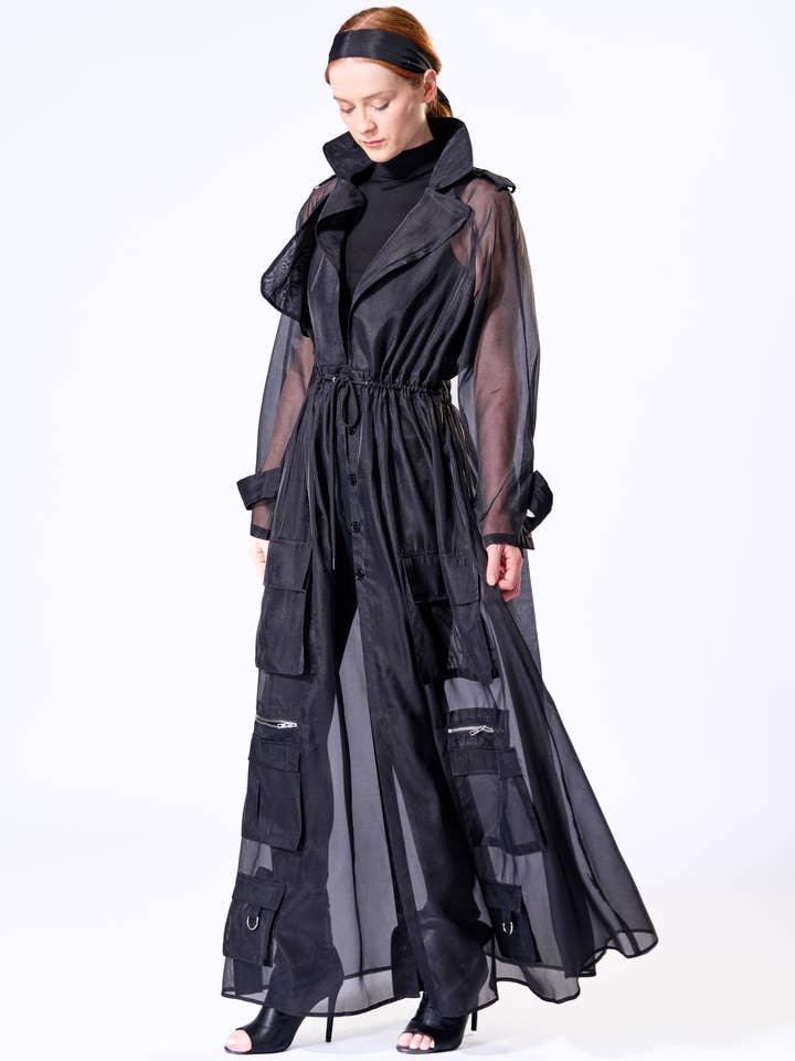 The Fifth Week - Wholesale Coat - Women's - Black Sheer Organza Duster