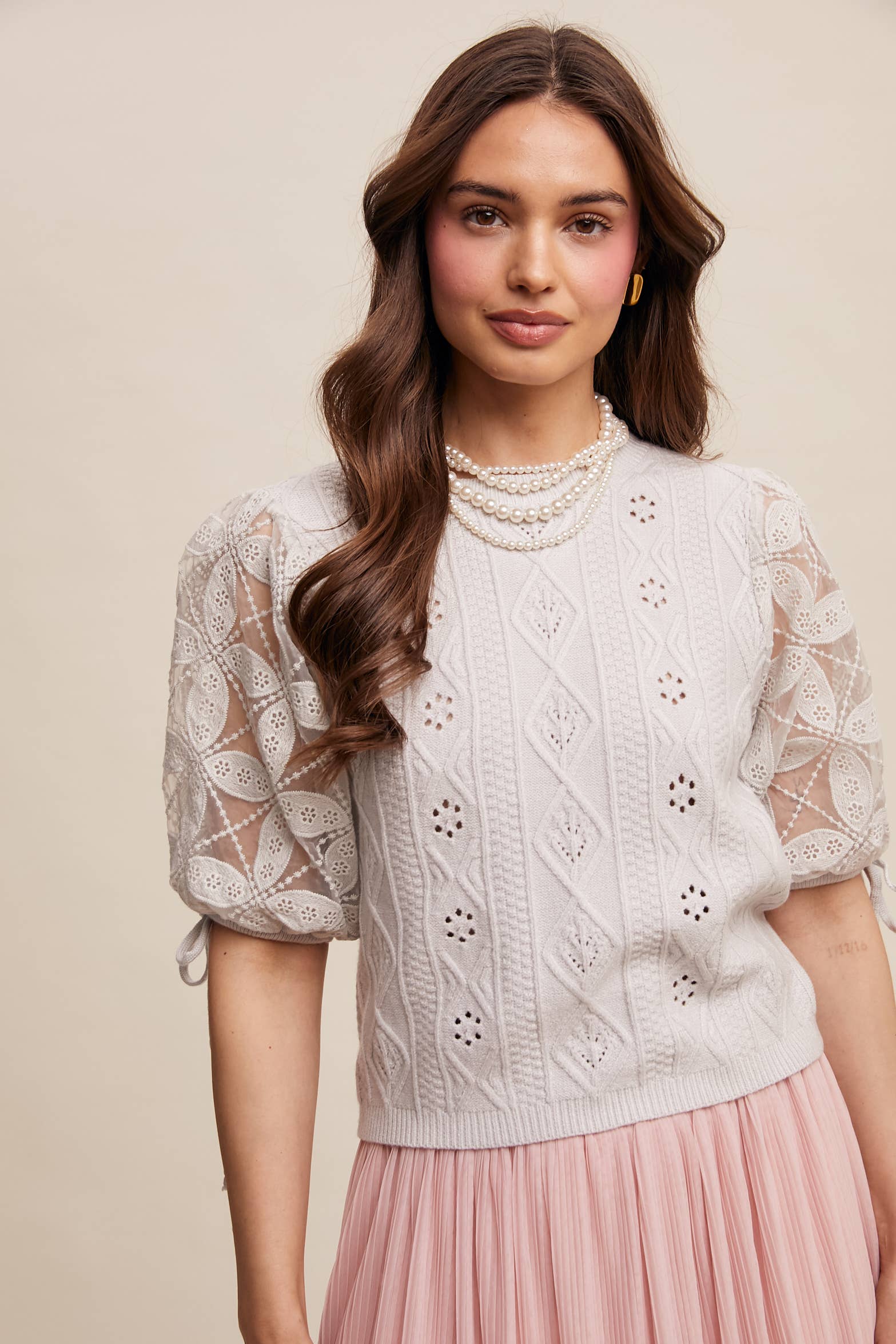 Listicle – Pulôver - Mulher por atacado – Top de Malha com Mangas Bufantes e Ilhós41