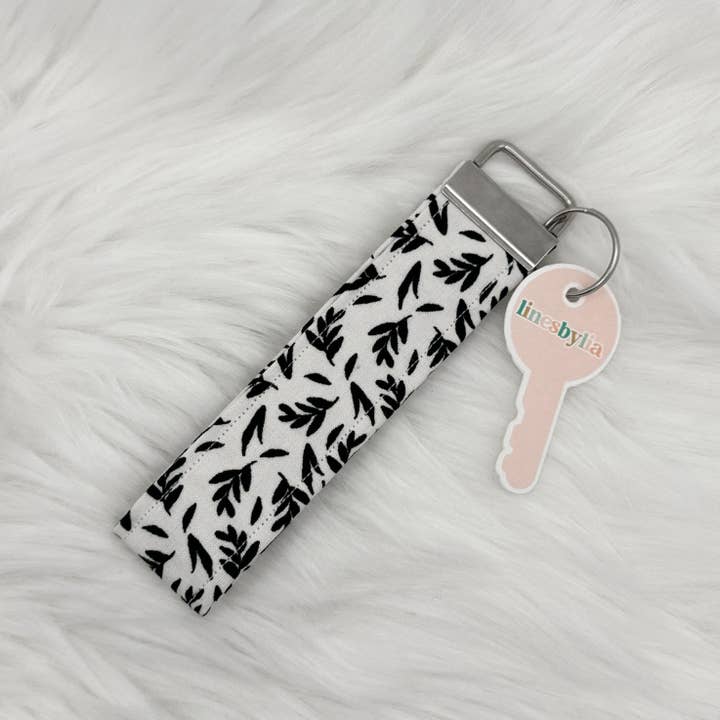 Black & white Leaves Wristlet Keychain for wholesale by Paper Giggles