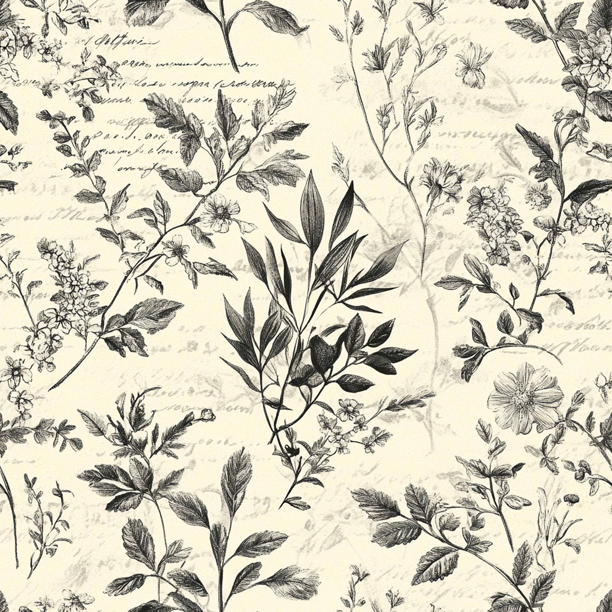 FabricSmiths - Wholesale Area Rug - Vintage Botanical Script Toile 6 - Area Rug 144x301