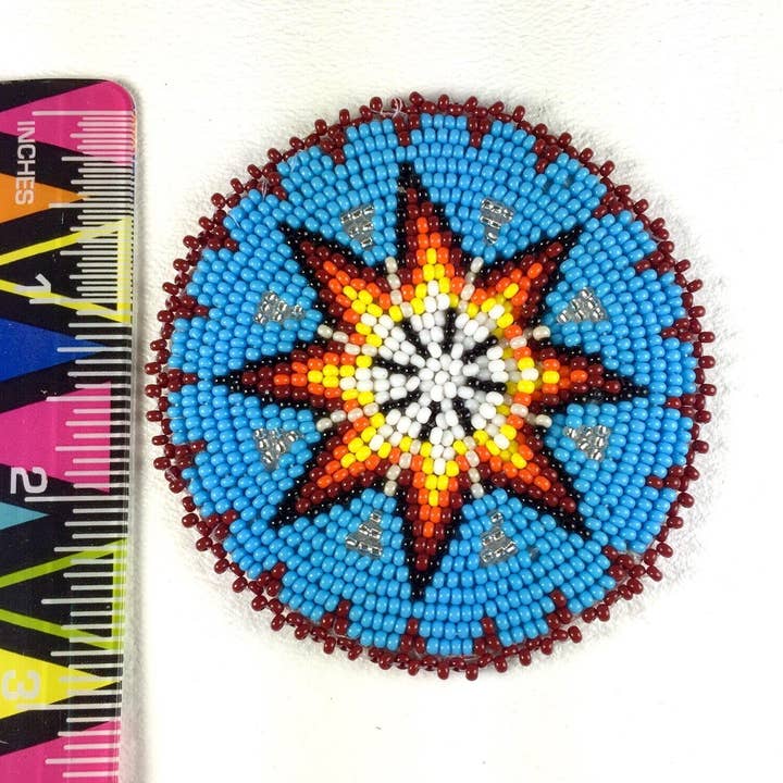 BEADS CORNER - Wholesale DIY craft kit - Native Style Handmade Turquoise Blue Star Beaded Appliques Rosette Q53/151