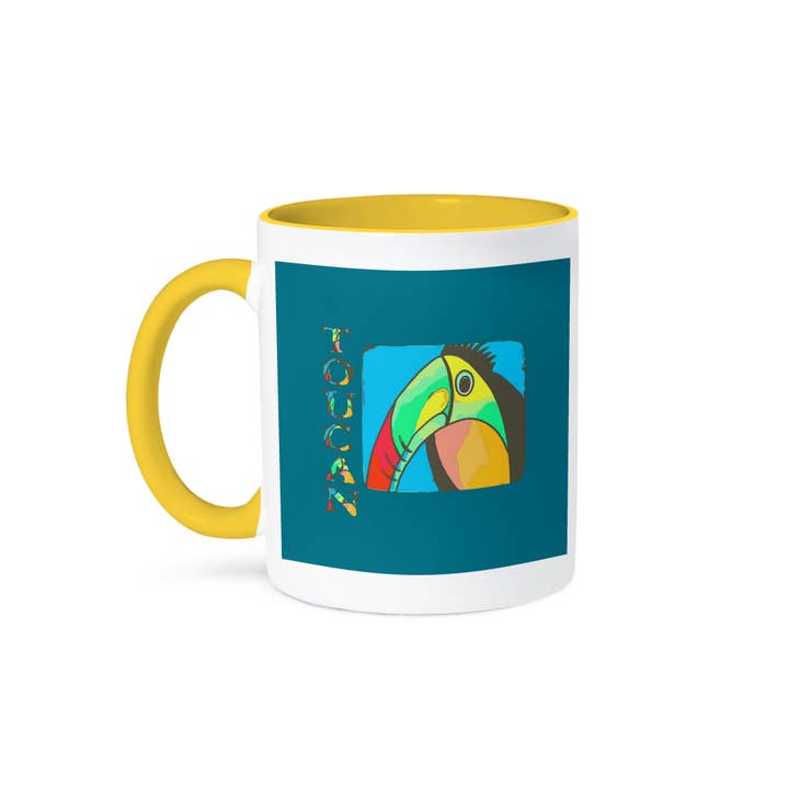 3dRose - Wholesale Coffee Mug - 3dRose, Artistic Toucan with Vertical TOUCAN Text, Mug