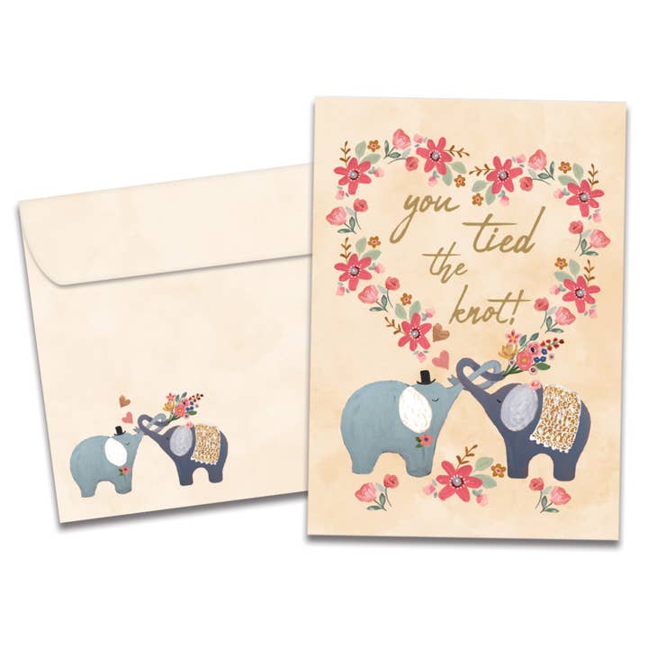 Tied The Knot Elephants Wedding 6 Pack 20650 for wholesale by Tree-Free Greetings