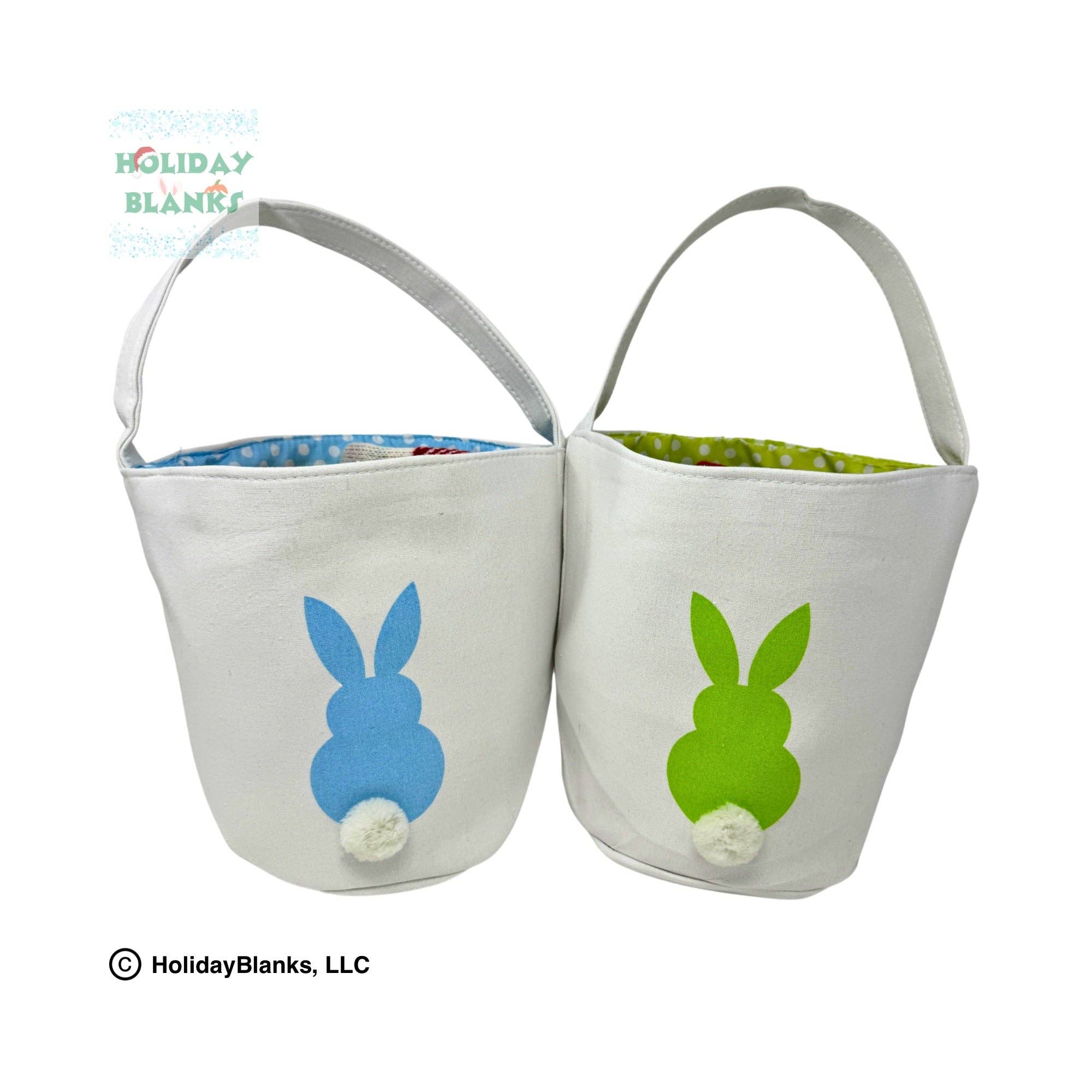 Holiday Blanks - Vente Panier – enfant et bébé - Seau de Pâques brodé blanc avec lapin imprimé, fu4