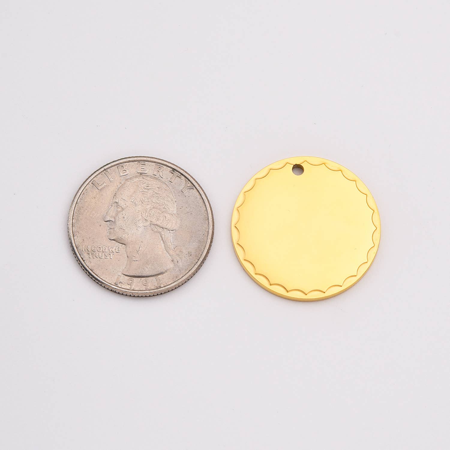 Beads Creation - Wholesale Individual Charm/Pendant - Stainless Steel Circle Round Charm Blank for Engrave, CP21394