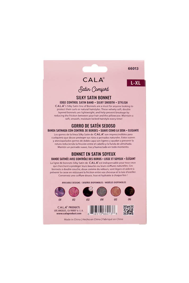 PINEAPPLE Beauty – wholesale Sleep cap / bonnet – women's – CALA 66013 Shiny Black Satin Comfort Silky Satin Bonnet - 6 3