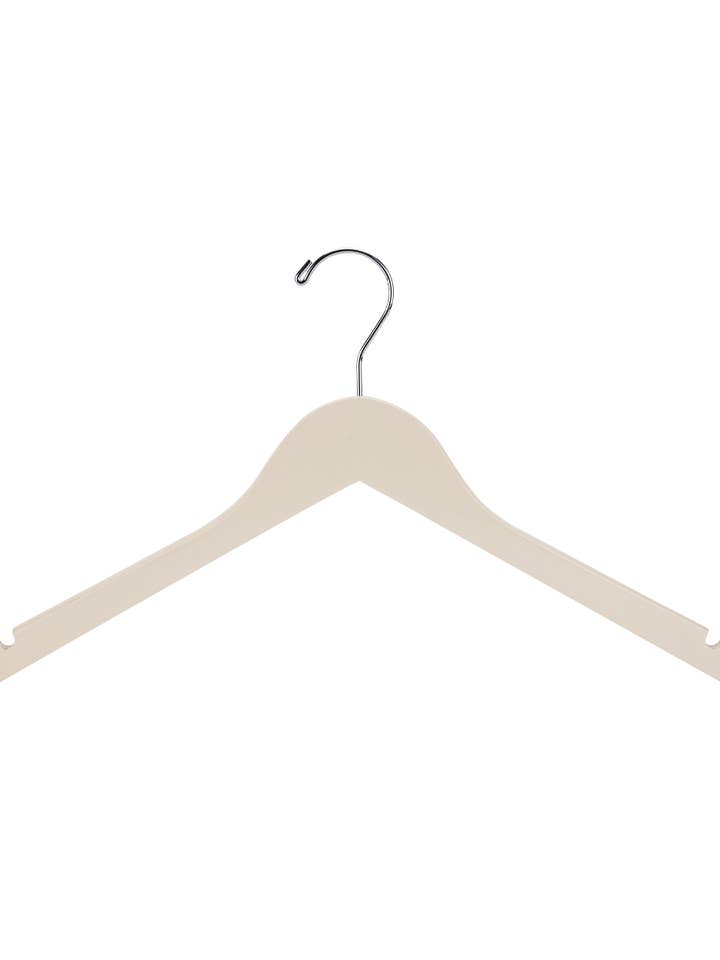 17" Ivory Wood Dress Hangers - Case of 50 for wholesale by Store Supply Warehouse