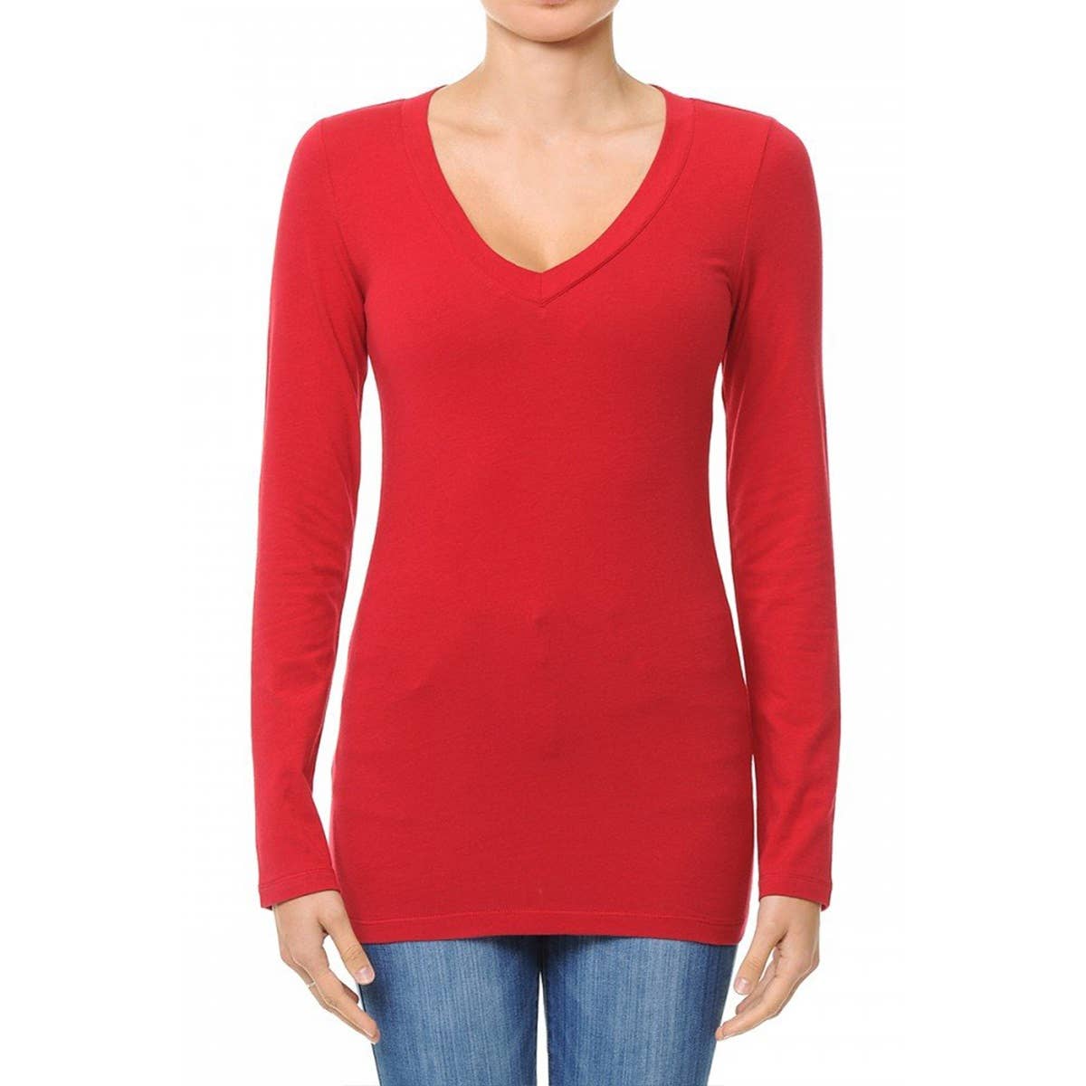UP CLOTHING - Wholesale T-Shirt - Women's - V NECK LONG SLEEVE BASIC TOP6