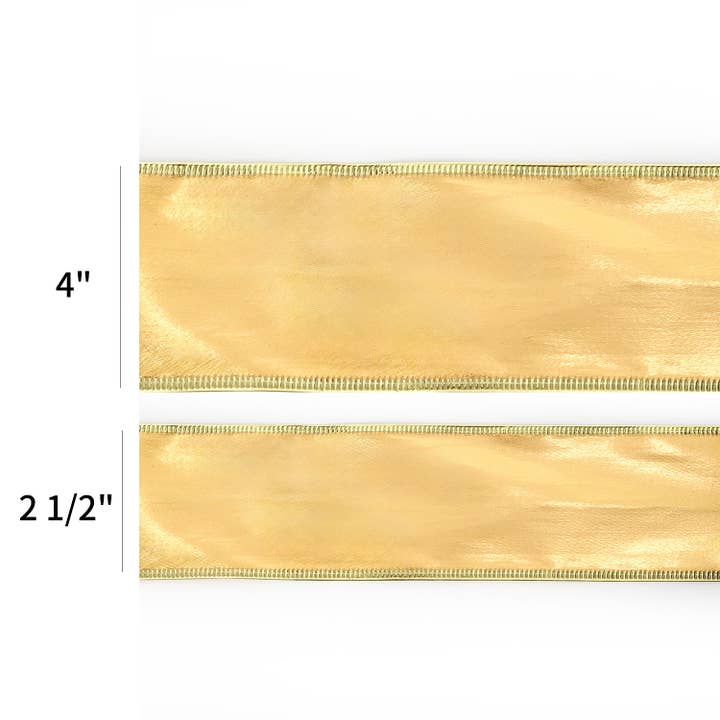 LA Ribbons Wholesale - Wholesale Ribbon - Gift Wrapping - 2 1/2" Lurex Wired Ribbon | Gold | 10 Yard Roll