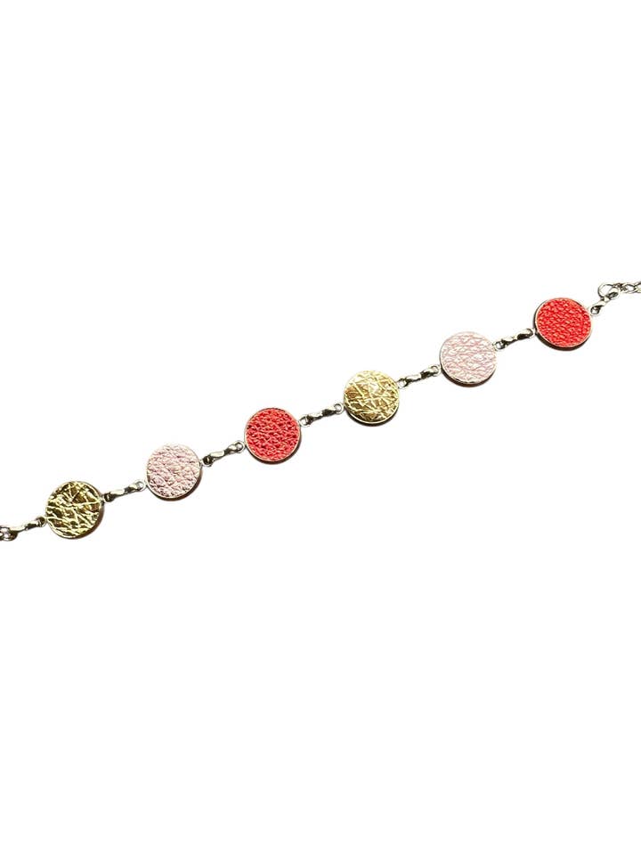 Everlink Armbånd – Røde, Pink & Guld Læderskiver for engroshandel hos Comer Teng Studio