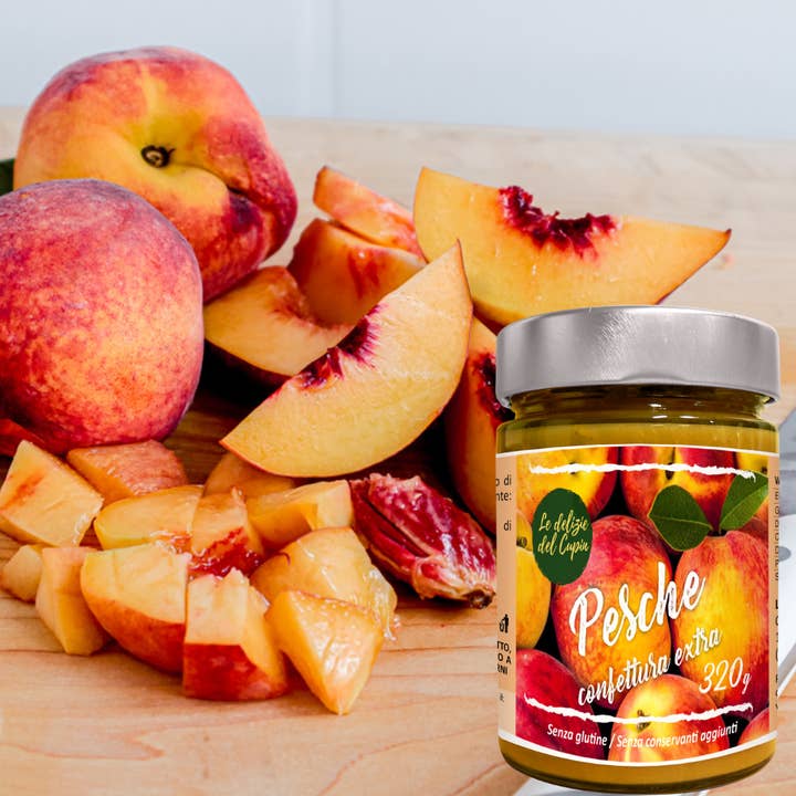 Doce Extra Pêssego 320g por atacado de Le delizie del Cupin